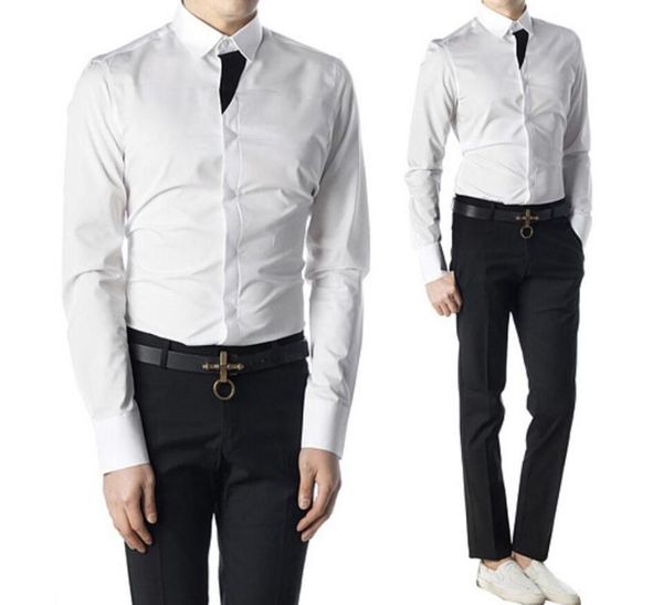

s-6xl 2020 new men's clothing gd hair stylist fashion wedding bridegroom casual long sleeve shirt plus size costumes, White;black