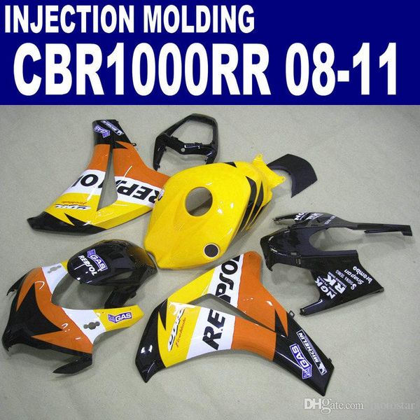 bodykits ABS injeção OEM para HONDA CBR1000RR 2008-2011 carenagens CBR 1000 RR kit amarelo REPSOL preto carenagem 08 09 10 11 # U94