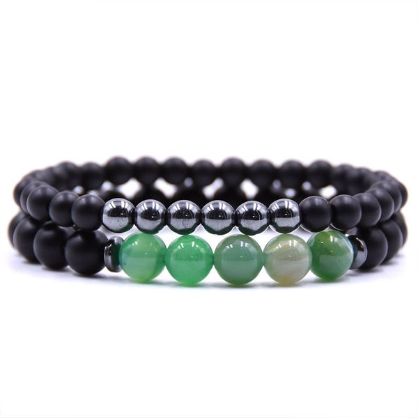 

micro pave matte stretch bracelet gift natural black lava rock energy man beaded bracelet men's & women's friend