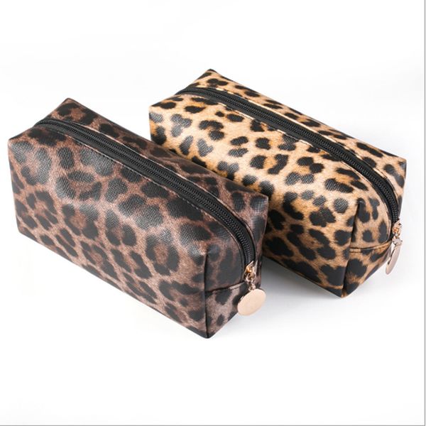 

cosmetic bags & cases 1pc girl leopard makeup bag large capacity multi-function storage wash toiletry fashion portable clutch