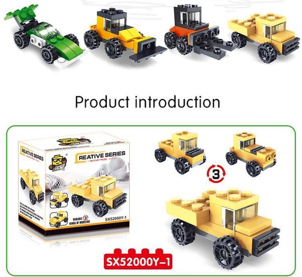 

горячий блок пять строительных блоки три изменения комбинация игрушки здания в один гоночный пожарных танках детей воспитательной игрушки по