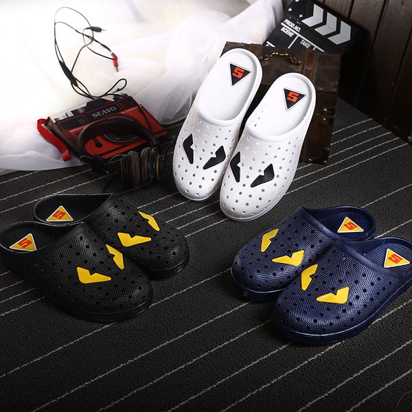 

news fashion super monster men slippers summer slides slip on platform sandals male shoes flip flops, Black