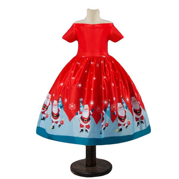 

toddler baby girl christmas dress off shoulder short sleeve santa claus party princess wedding formal dresses red green 2-10y, Red;yellow