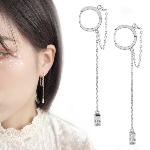 

punk style 925 solid sterling silver crystal charm drop earrings for women wedding party accessories pendientes brincos eh1047, Golden