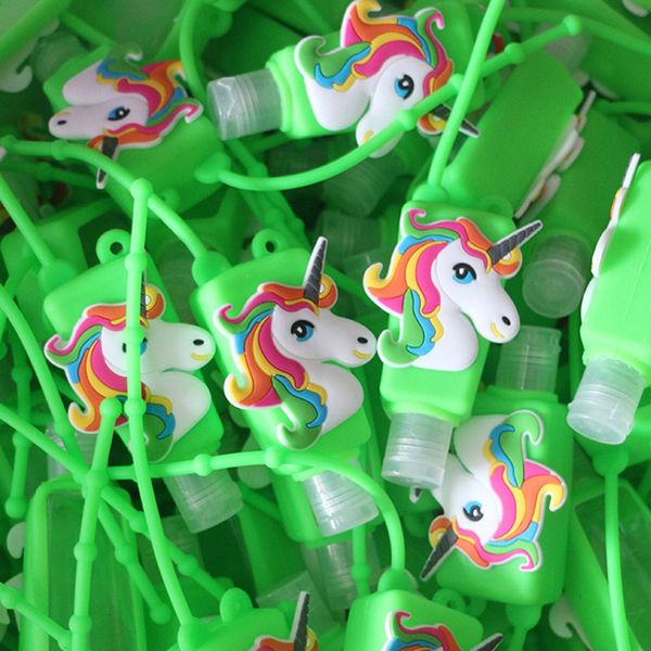 

30ml unicorn dinosaur panda liquid soap perfume silicone bottle cute animal key rings case children girls bag pendant fashion accessories, Blue