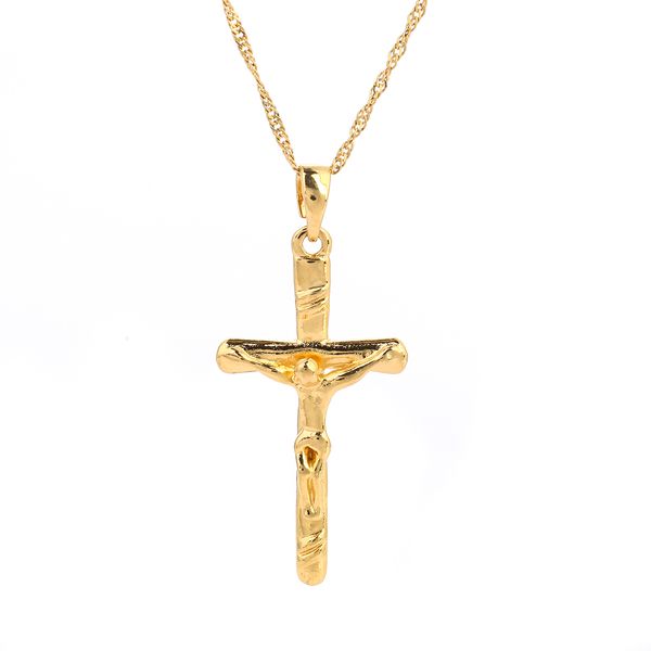 

new jesus cross pendant necklace gold color fashion men chain gifts necklace, Silver