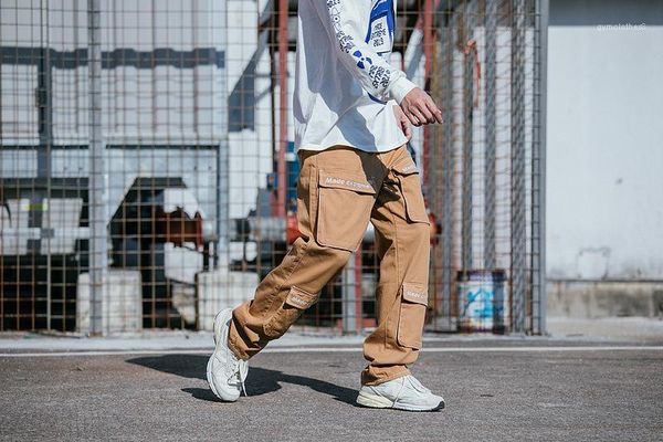 

ss19 брюки-карго большие карманы повседневная хип-хоп скейтборд прямые свободные брюки мужские весна новый, Black