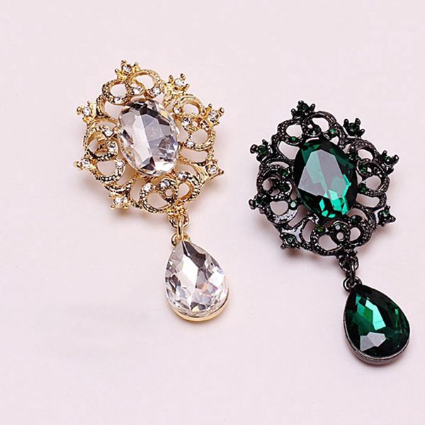 

assorted colors vintage glass crystal teardrop brooch pins for diy wedding bridal bouquets jewelry accessories, Gray