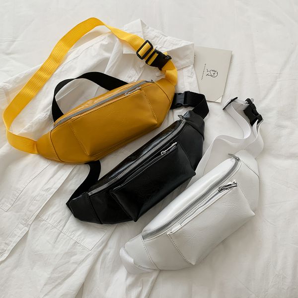 

2020 summer solid color shoulder bag small pu leather crossbody chest bags for women casual female shoulder bag sport waist