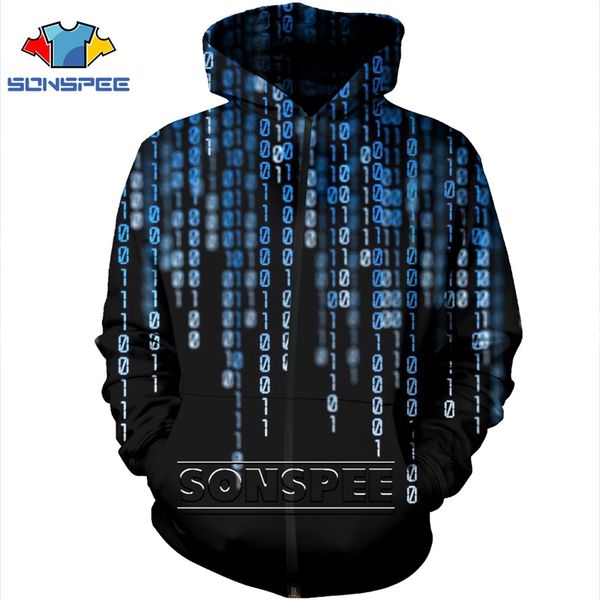 

3d print anime long sleeve movie digital the matrix long sleeve sweatshirt jacket code harajuku zipper shirt hoodies rock hoodie, Black