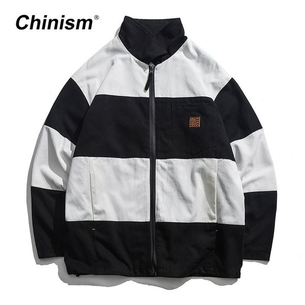 

chinism vintage color block striped patchwork track jackets 2018 autumn hip hop causal streetwear fashion full zip up coats 2373, Black;brown
