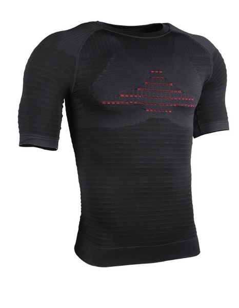 

costelo seamless compression sports gym yoga fitnesst-shirt bionic baselayer, Black;red