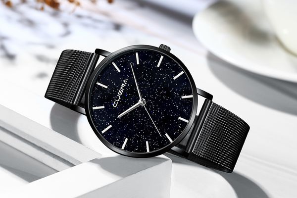 

cuena watches women fashion watch 2019 quartz watch lady mesh stainless steel womens watches clock, Slivery;brown