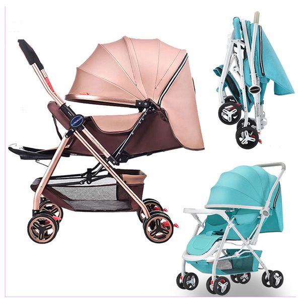 

overtible push handle portable lightweight baby stroller car high landscape can sit lie folded newborn baby cart pram pushchair