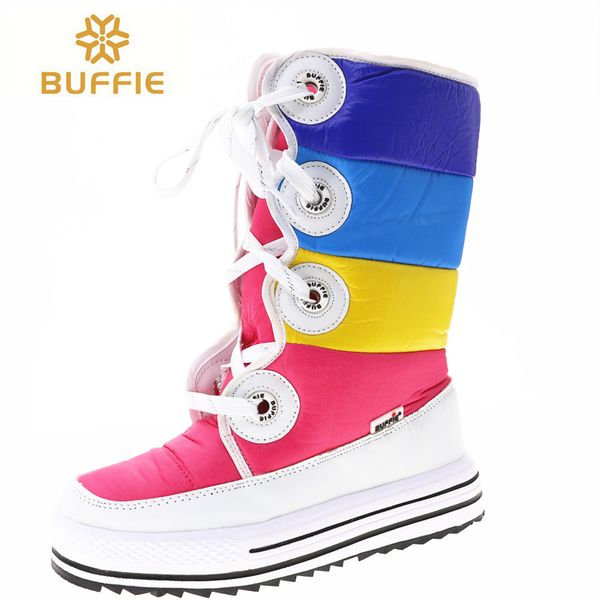 

colour boots knee-high women shoes 2018 new arrival lace up snow boots nice and winter girl ship, Black