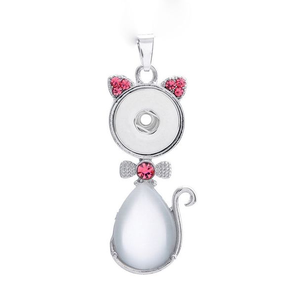 

fashion interchangeable metal flower cat ginger crystal necklace 215 fit 18mm snap button pendant necklace charm jewelry for women gift, Silver