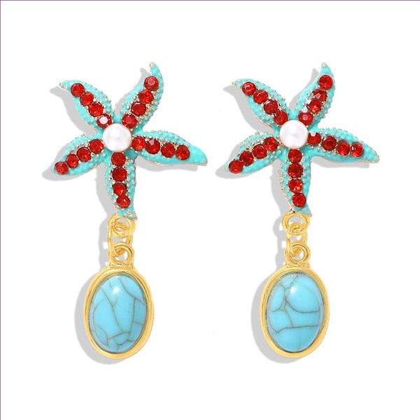 

оптовая продажа 10 пар модные позолоченные овальные формы зеленый бирюзовый камень серьги падения для женщин со стразами ювелирные изделия, Silver