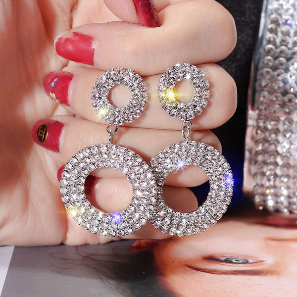 

2019 new designer earrings heart designer jewelry luxury designer jewelry women earrings diamond earrings alloy rhinestone ladies e3401, Silver