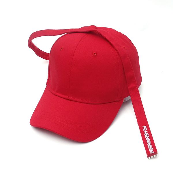 

korean men and women fashion baseball hat red hats personality overlength tape curved eaves peaked cap autumn and winter, Blue;gray