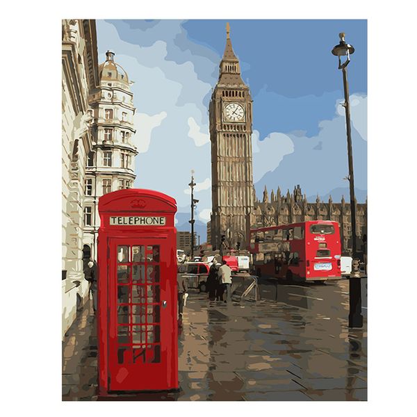 

ween london city diy painting by numbers ship sailing oil painting on canvas beach cuadros decoracion acrylic scenery wall art