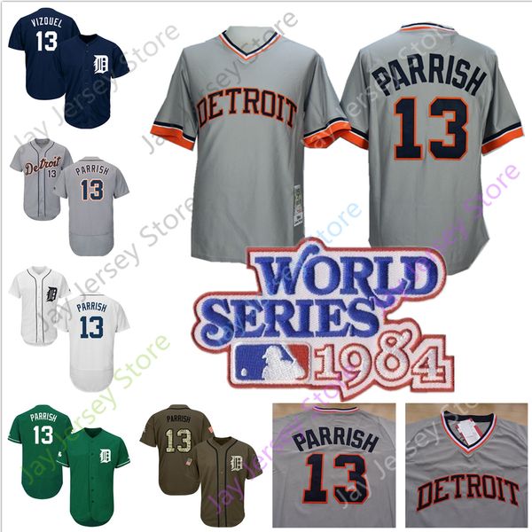 

Lance Parrish Jersey Detroit Cooperstown Tigers 1984 WS World Series Patch MN Home Away Pullover Button Flexbase Cool Base