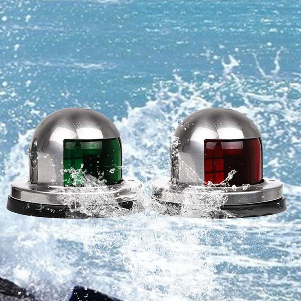 

new1 pair boat accessories stainless steel led bow sailing signal navigation red green light marine yacht indicator tool