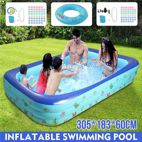 

kids inflatable pool children's home use paddling pool 305x183x60cm large size inflatable square swimming pool+inflatable tool