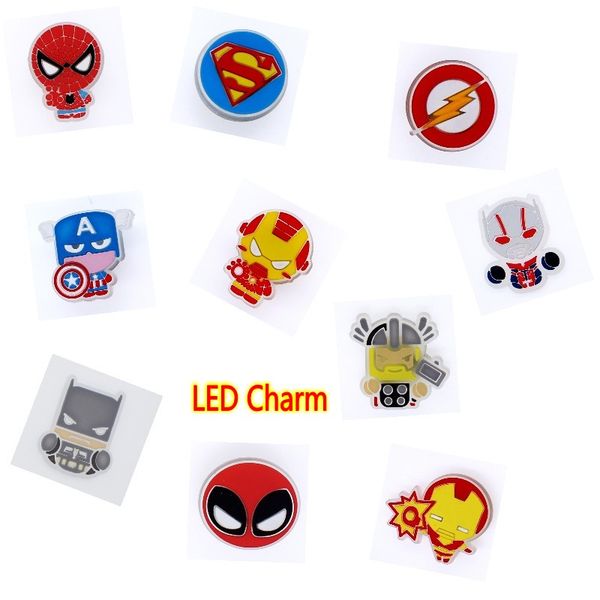 

mixed cartoon led sandal charms printed buttons for sandals hole lighting glow shoe accessories kids favor, Slivery;white