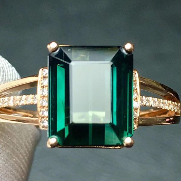 

fine jewelry real pure 18 k gold jewelry 100% natural green tourmaline gemstones 2.9ct diamonds male's wedding fine man's rings, Golden;silver