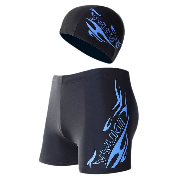 

yuke men's boxer swimwear swim pants swimming cap set