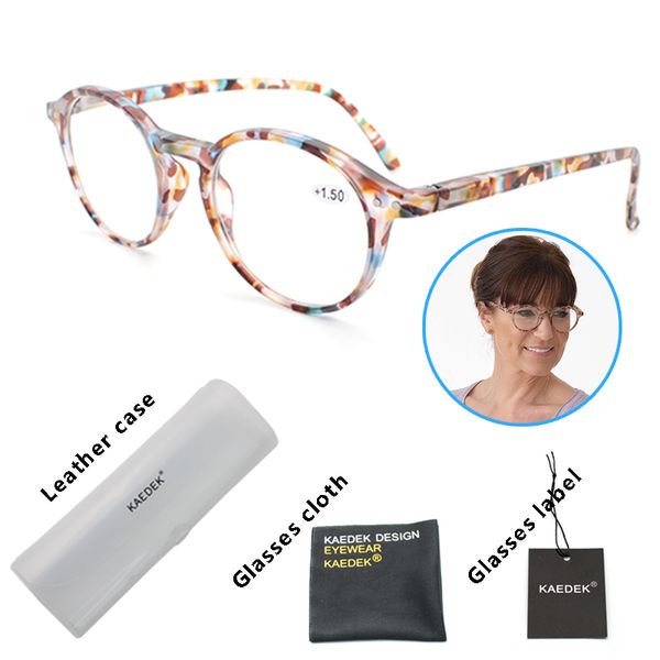 

kaedek reading glasses frame women glasses clear round eye man stylish for sight with diopters oculos+1+1.5+2+3, White;black
