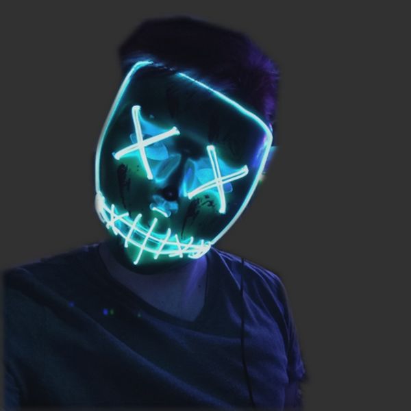 

party supplies halloween rave purge masks led mask el wire light up mask for festival cosplay costume decoration funny election party