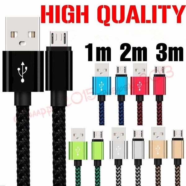 

type c micro v8 5pin usb cable 1m 2m 3m alloy braided fabric quick charging cables for samsung s6 s7 s8 s9 sony