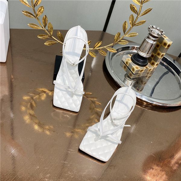 

2020gladiator sandals high heels sandal shoes fashion brand strap flip flops thin high heel pumps square toe shoes, Black