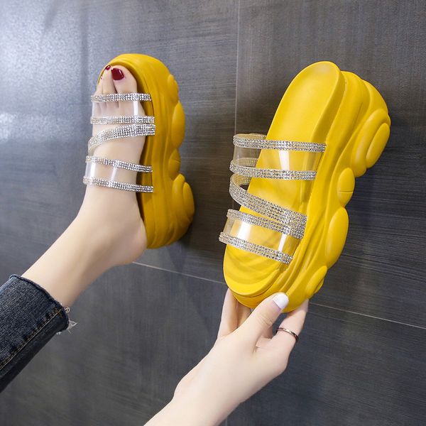 

high-heeled shoes lady house slippers platform on a wedge increased internal slipers women slides heels soft 2020, Black