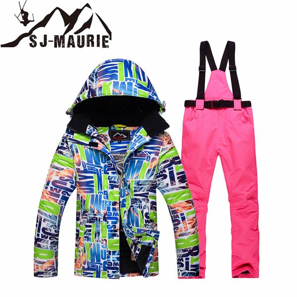 

sj-maurie snow ski suit set skiing jacket pants women waterproof windproof snowboard suit outdoor hiking female winter coat