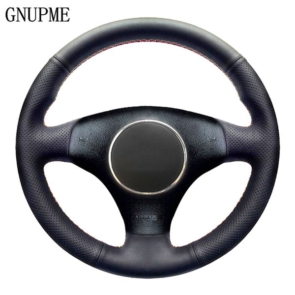 

gnupme black car steering cover artificial leather auto steering wheel cover for a3 3-spoke 2000-2003 1999-2005