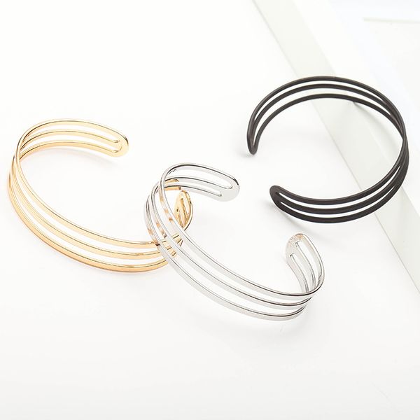 

glossy bracelet fashion wild three-layer bracelet simple classic open, Black