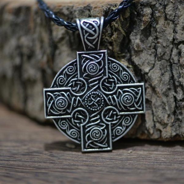 

langhong 10pcs cross necklace celtics armenian cross druid necklace for men, Silver