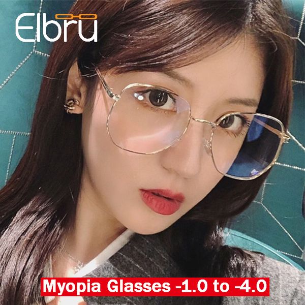 

elbru vintage finished myopia glasses women metal frame shortsighted glasses men retro with diopter -1.0 1.5 2.0 2.5 3.0 3.5 4.0, Silver