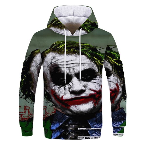 

mens designer green hair clown 3d digital printing sweater, Black