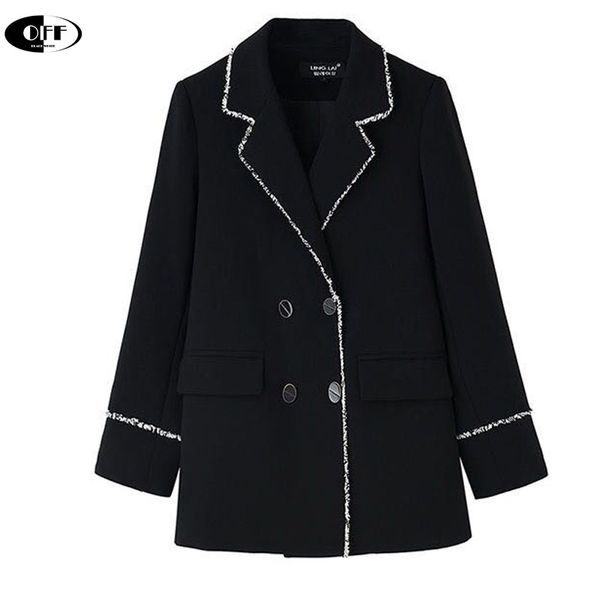 

runway black women blazers fashion double breasted long sleeve office lady coats asual suit woman jacket coat autumn, White;black