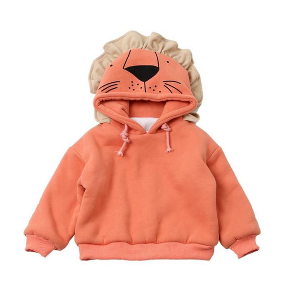 

winter hoodie for kids lovely girls long sleeve lace cartoon lion hooded velvet thicken girl sweatershirt 1-7yrs toddler clothes, Black