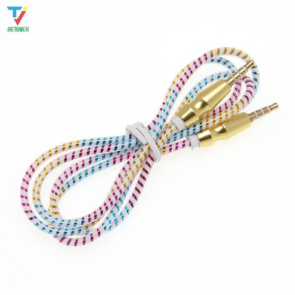 

100pcs/lot new 1m 3.5mm jack auxiliary cable audio cable male to male flat aux cable car player to connect with audio device