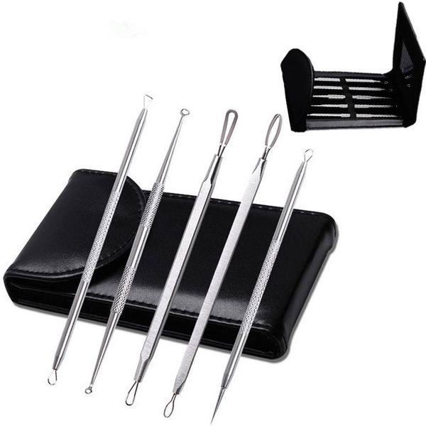 

5pcs/set facial blackhead pimple blemish comedone acne spot zit whitehead extractor remover cosmetic cleaning tool kit set pu05