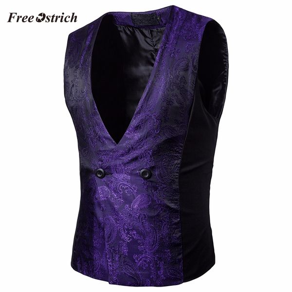 

ostrich patchwork solid male vest single breasted blazer vests autumn suits cotton business fashion men's waistcoat new, Black;white