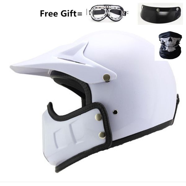 

full face motorcycle helmet retro casco de jet capacetes de motociclista off road thompson cascos para removed brim white l