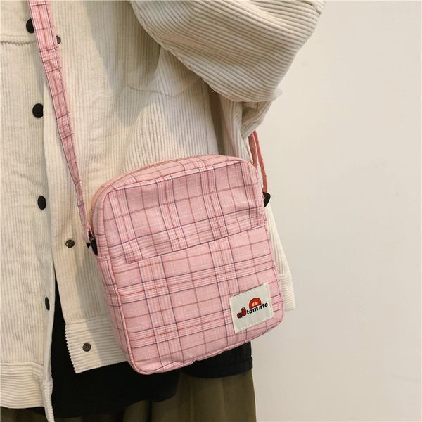 

популярной марка street дискотека танцы сумка холст площадь sling сумка мода девушка плед телефон студенты повседневный crossbody