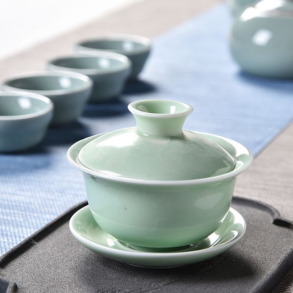 

china hand painted gaiwan,dehua white porcelain tea cup set for travel beautiful and easy kettle