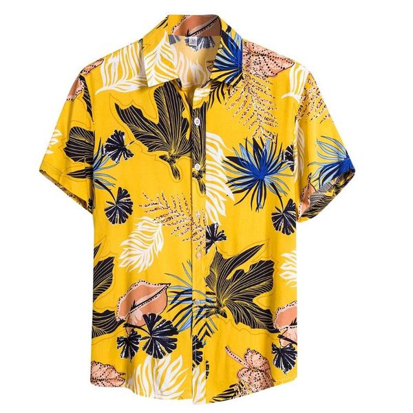 

men ethnic short sleeve cotton linen shirt print hawaiian shirt blouse loose beach causal shirts retro men clothes#j1, White;black